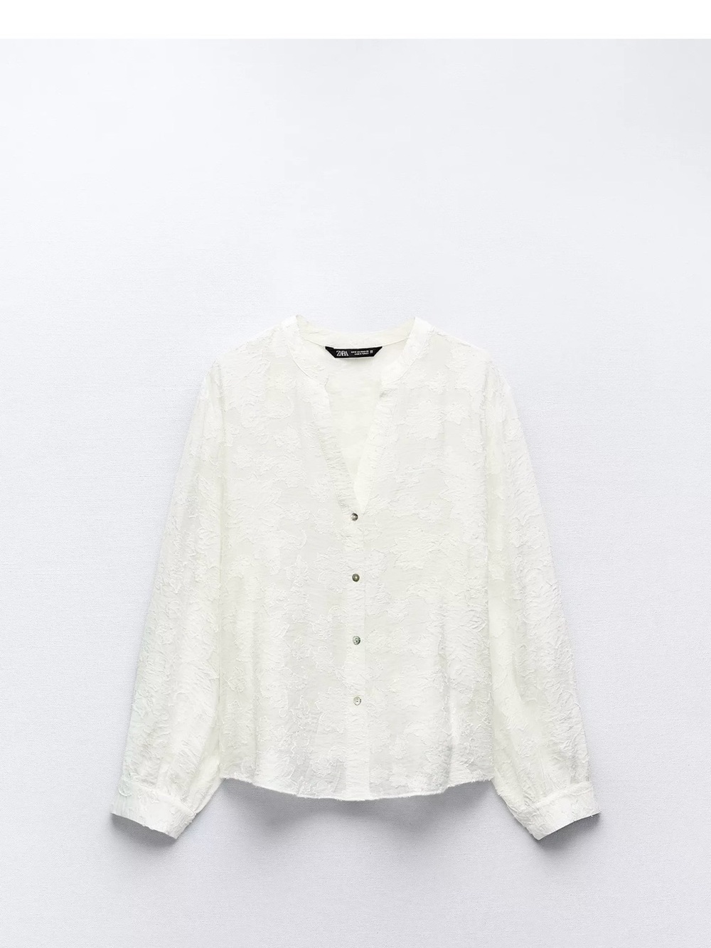 Zara Cream Textured Jacquard blouse